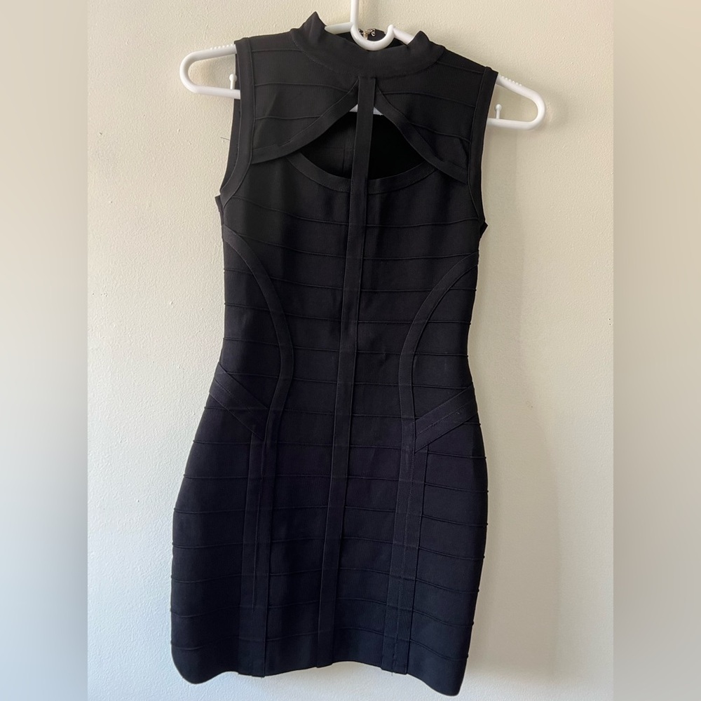 Bebe Black Mock Neck Bodycon Mini Dress